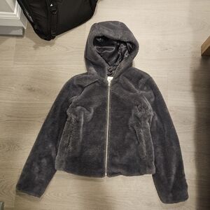 Abercrombie & Fitch Charcoal Hooded Teddy Jacket